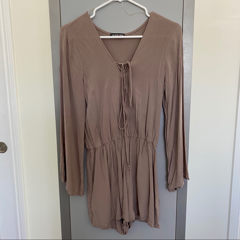 Long Sleeve Lace Up Romper